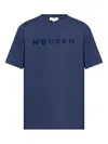 Alexander Mcqueen Crew Neck T-shirt Short Sleeves In Blue