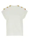 Alexander Mcqueen Seal Button-embellished T-shirt In Opticalwhite