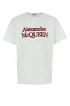 Alexander Mcqueen Loose Fit Cotton T-shirt With Crew Neck And Lateral Slits In Opticalwhite