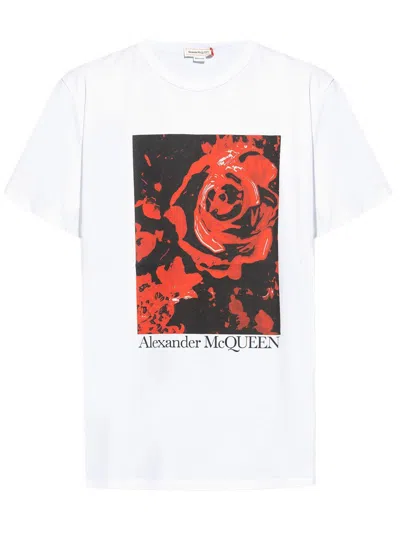 Alexander Mcqueen T-shirt Wax Flower Print In Red