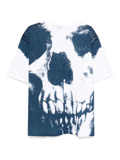 Alexander Mcqueen Classic Fit T-shirt With Distressed Skull Graphic In Multi