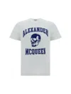 Alexander Mcqueen Skull Logo Print T-shirt In White/indigo
