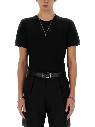 Alexander Mcqueen Oversized Logo Print Crew Neck T-shirt In Black