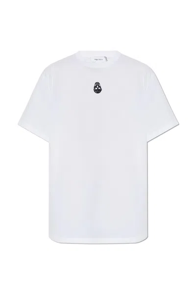 Alexander Mcqueen Embroidered Skull T-shirt In White