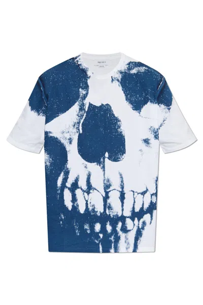 Alexander Mcqueen Classic Fit T-shirt With Distressed Skull Graphic In Multi