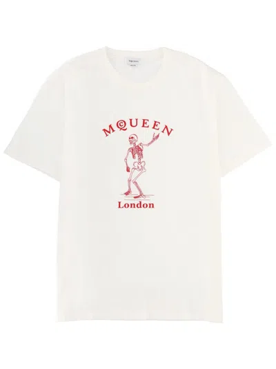 Alexander Mcqueen Skull Graphic Crew Neck Cotton T Shirt In White