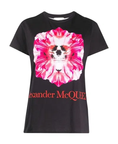 Alexander Mcqueen T-shirt With Round Neck And Short Sleeves In Black