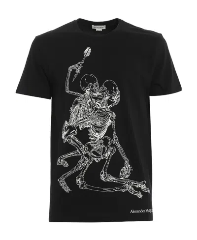 Alexander Mcqueen T-shirt With Round Neck And Short Sleeves In Black