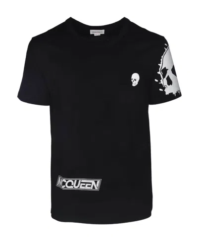 Alexander Mcqueen T-shirt With Round Neck And Short Sleeves In Black