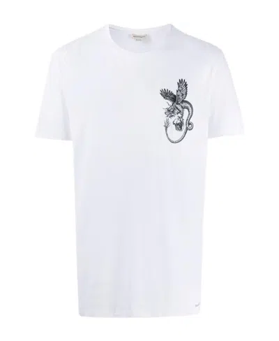 Alexander Mcqueen T-shirt With Round Neck And Short Sleeves In White