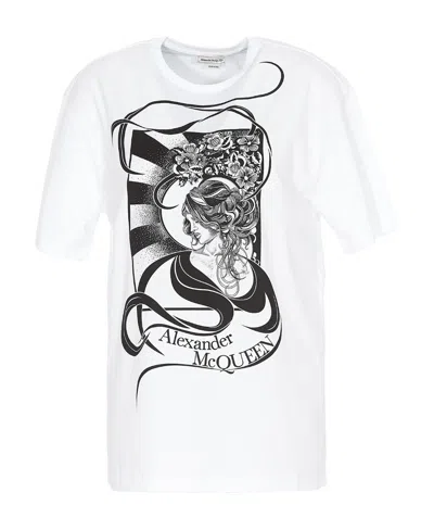 Alexander Mcqueen T-shirt With Round Neck And Short Sleeves In White