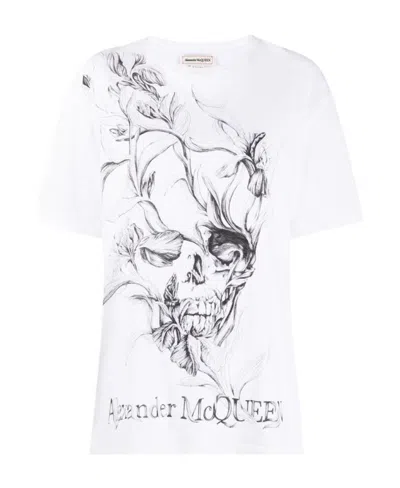 Alexander Mcqueen T-shirt With Round Neck And Short Sleeves In White
