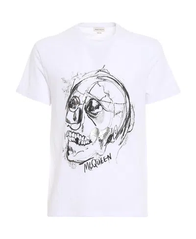 Alexander Mcqueen T-shirt With Round Neck And Short Sleeves In White