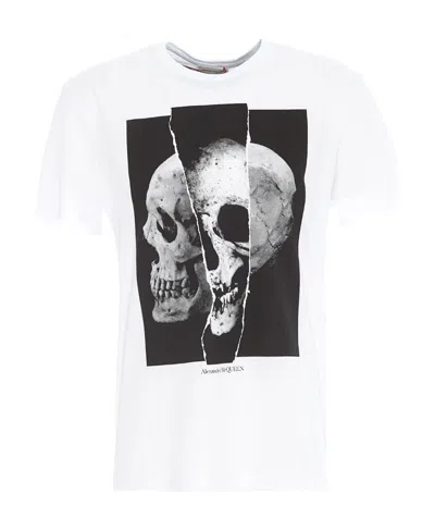 Alexander Mcqueen T-shirt With Round Neck And Short Sleeves In White