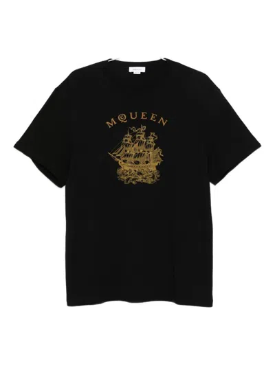 ALEXANDER MCQUEEN ALEXANDER MCQUEEN BLACK T-SHIRT WITH PRINT
