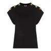 Alexander Mcqueen Embossed-buttons Cotton T-shirt In Black