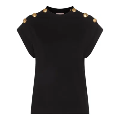 Alexander Mcqueen Embossed-buttons Cotton T-shirt In Black