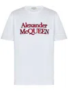 Alexander Mcqueen Loose Fit Cotton T-shirt With Crew Neck And Lateral Slits In Opticalwhite