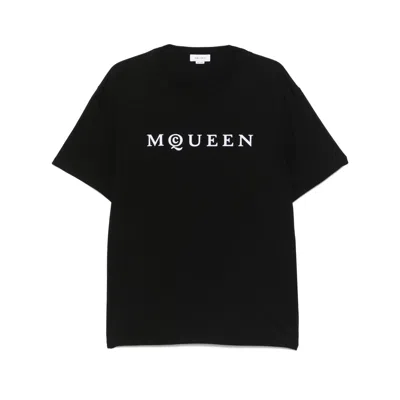 Alexander Mcqueen Logo Lettering Crewneck T-shirt In Black
