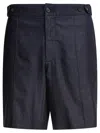 Alexander Mcqueen Tailored Bermuda Shorts In Soft Cotton-lyocell Blend In Blue