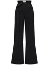 Alexander Mcqueen Tailored Black Trousers With High Fold-over Waist And Flared Silhouette In Black