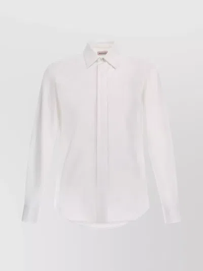 Alexander Mcqueen Tailored Buttoned Collared Shirt With Curved Hem