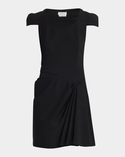 Alexander Mcqueen Tailored Cap-sleeve Draped Mini Dress In Black