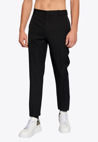 Alexander Mcqueen Tailored Cigarette Wool Pants In Black