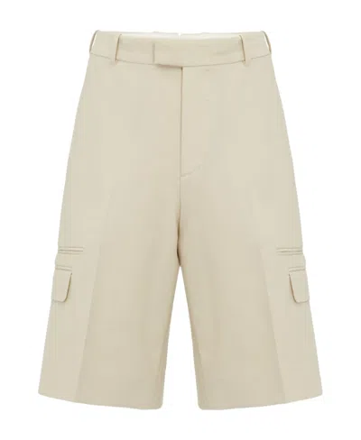 Alexander Mcqueen Tailored Cotton Shorts In Nude