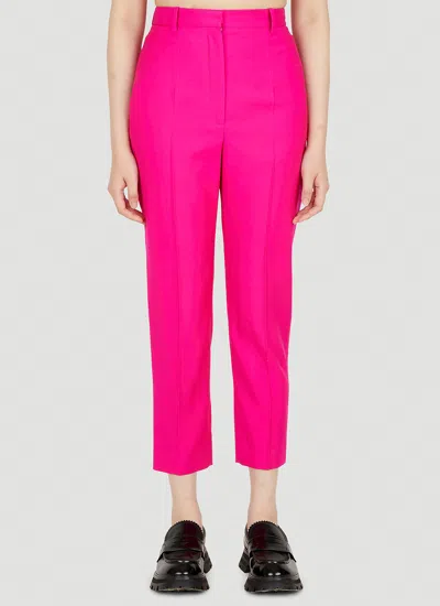 Alexander Mcqueen Tailored Cropped Suiting Pants In Pink