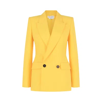 Pre-owned Alexander Mcqueen Tailored Double-breasted Blazer 'bright Yellow' | Women's Size 42