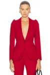 Alexander Mcqueen Mcqueen One-button Wool Grain De Poudre Jacket In Red