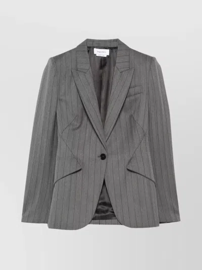 Alexander Mcqueen Tailored Jacket Padded Shoulders In Gray