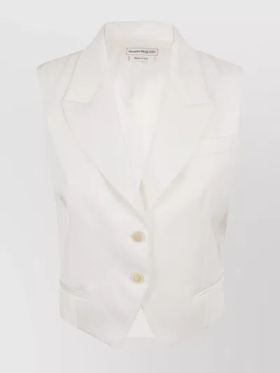 Alexander Mcqueen Tailored Jacket With Adjustable Back Strap In White