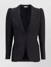 Alexander Mcqueen Tailored Jacket With Notched Lapels And Padded Shoulders In Black
