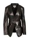 Alexander Mcqueen Tailored Leather Jacket Jackets Black In Black