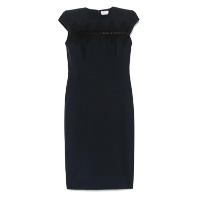 Alexander Mcqueen Tailored Pencil Midi Dress In Blue