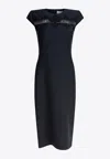 Alexander Mcqueen Tailored Pencil Midi Dress With Lace Inserts In Blue