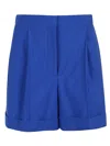 Alexander Mcqueen High-waisted Tailored Shorts In Blu