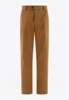 Alexander Mcqueen Tailored Trousers With Back Logo In Brown