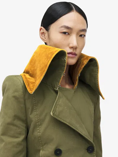 Alexander Mcqueen Tailored Trench Jacket In Khaki