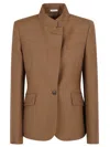 Alexander Mcqueen Tailored Wool Jacket With Structured Silhouette In Brown