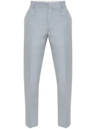 Alexander Mcqueen Tapered Cotton Trousers In 1265 -dove Grey