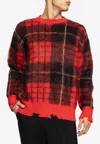 Alexander Mcqueen Check Pattern Distressed Jumper
