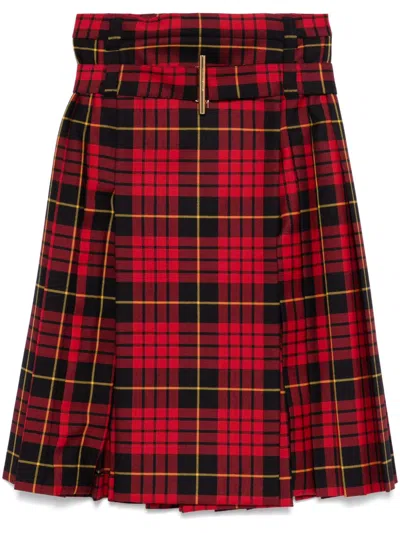 Alexander Mcqueen Tartan-check Midi Skirt In Red
