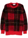 Alexander Mcqueen Check Pattern Distressed Jumper In Red