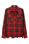 Alexander Mcqueen Alexander Mc Queen Distressed Tartan Overshirt In Red-black-yellow