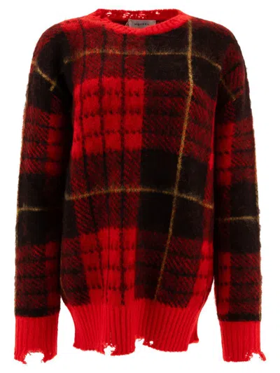 Alexander Mcqueen Tartan Distressed Knitwear Red