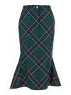 Alexander Mcqueen Wool Tartan Flared Skirt With Belt Loops In Multi