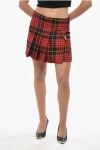 Alexander Mcqueen Tartan Patterned Wrap Miniskirt With Accordion Design In Red